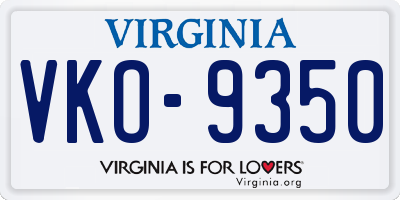 VA license plate VKO9350