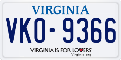 VA license plate VKO9366