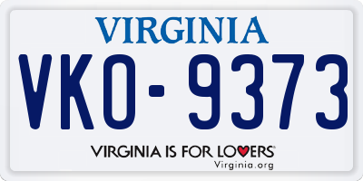 VA license plate VKO9373