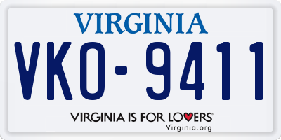 VA license plate VKO9411