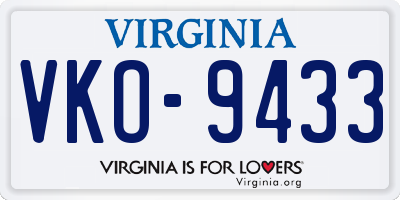 VA license plate VKO9433