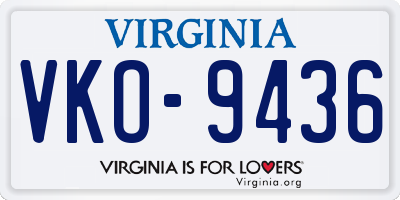 VA license plate VKO9436