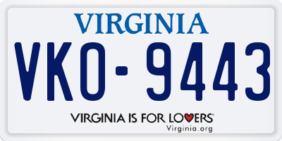 VA license plate VKO9443