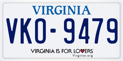 VA license plate VKO9479
