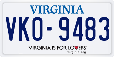 VA license plate VKO9483