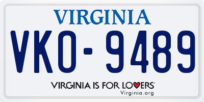 VA license plate VKO9489