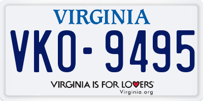 VA license plate VKO9495