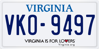 VA license plate VKO9497