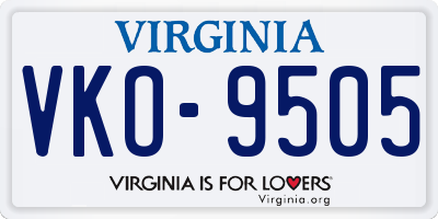 VA license plate VKO9505