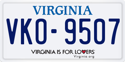 VA license plate VKO9507