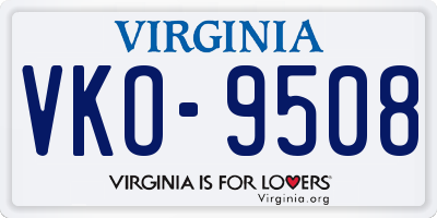VA license plate VKO9508