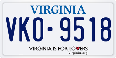 VA license plate VKO9518