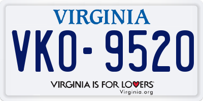VA license plate VKO9520