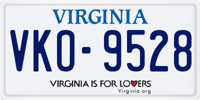 VA license plate VKO9528