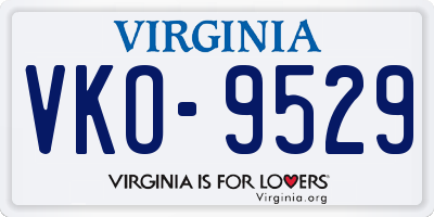 VA license plate VKO9529