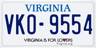 VA license plate VKO9554
