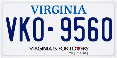 VA license plate VKO9560