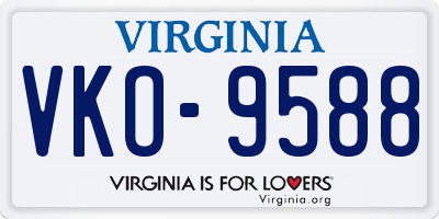 VA license plate VKO9588