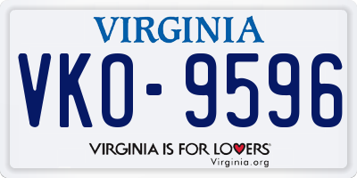 VA license plate VKO9596