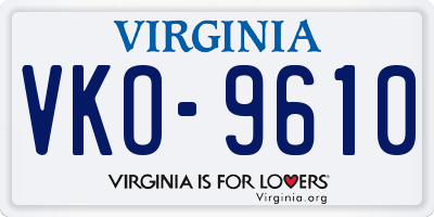 VA license plate VKO9610