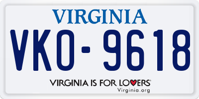 VA license plate VKO9618