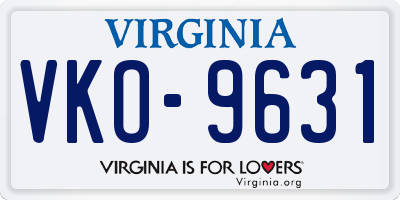 VA license plate VKO9631