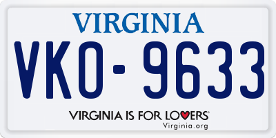 VA license plate VKO9633