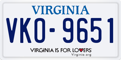 VA license plate VKO9651