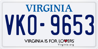 VA license plate VKO9653