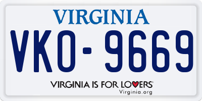 VA license plate VKO9669
