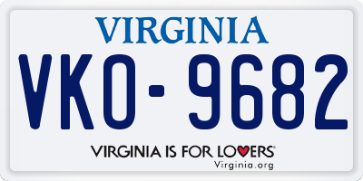 VA license plate VKO9682