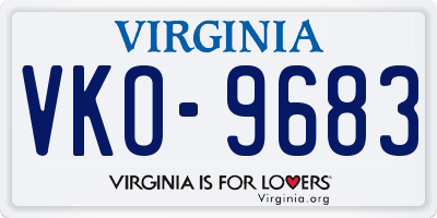 VA license plate VKO9683