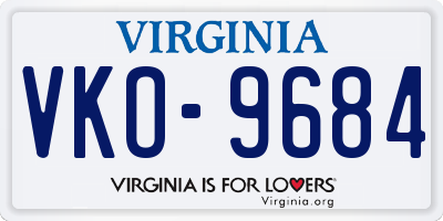 VA license plate VKO9684