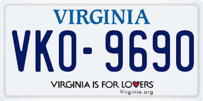 VA license plate VKO9690