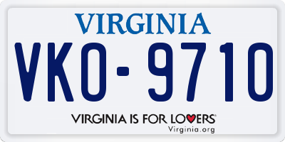 VA license plate VKO9710
