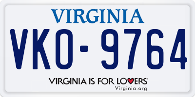 VA license plate VKO9764