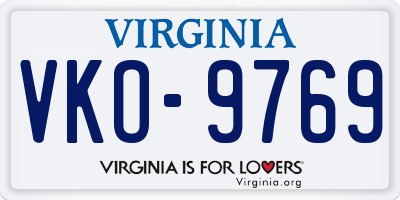 VA license plate VKO9769