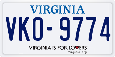 VA license plate VKO9774