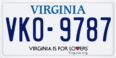 VA license plate VKO9787