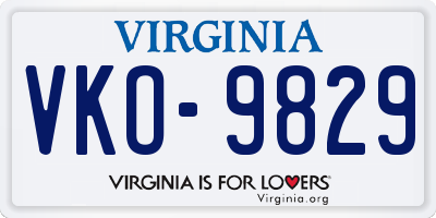 VA license plate VKO9829