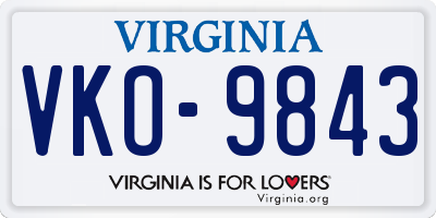VA license plate VKO9843