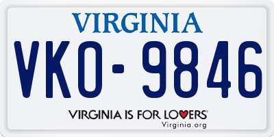 VA license plate VKO9846