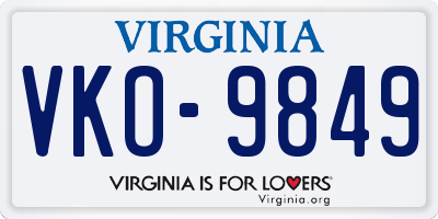 VA license plate VKO9849