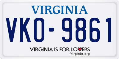 VA license plate VKO9861