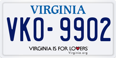 VA license plate VKO9902