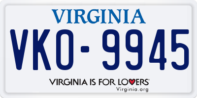 VA license plate VKO9945