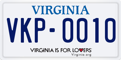 VA license plate VKP0010