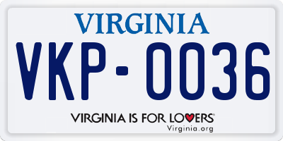 VA license plate VKP0036