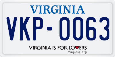 VA license plate VKP0063