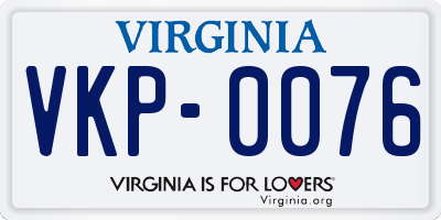 VA license plate VKP0076